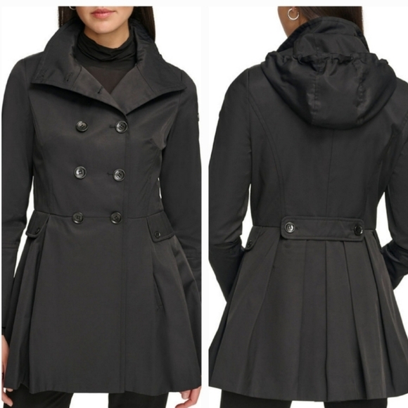 Calvin Klein Long Pleated Peacoat - Picture 1 of 6